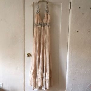 Free People Embroidered Halter Maxi Dress Sz 2